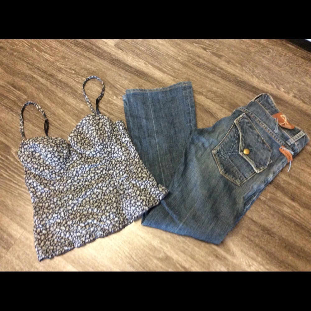 Vigoss Studio Blue Denim Flap Pocket & Bootcut